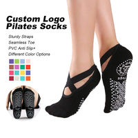 Haute qualité antidérapant cheville bande ceinture dames femmes rembourré anti-dérapant poignée personnalisée bambou coton Pilates réformateur Yoga chaussettes