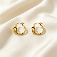 Boucles d'oreilles créoles tendance en argent sterling 925 plaqué or 18 carats Vermeil avec design nœud de corde irrégulier pour mariage et cadeau