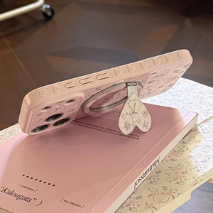 สำหรับ17 Pro เคสโทรศัพท์แม่เหล็กลายกระต่ายดอกไม้สีม่วงน่ารักสูงสุดเคสโทรศัพท์เด็กผู้หญิงพร้อมขาตั้งรูปหัวใจแห่งความรักสำหรับ <span class=keywords><strong>iPhone</strong></span> <span class=keywords><strong>11</strong></span> 15 16 - Product Image 6