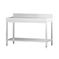 Plan de travail en acier inoxydable 304 de qualité commerciale, robuste, à 2 niveaux, avec pieds ronds, table de travail en acier inoxydable pour restaurant et cuisine