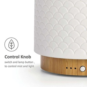 <strong>Ceramics</strong> Beech Wood Humidifier Aroma Machine Home Office Essential Oil Night Light Ultrasonic Aroma <strong>Diffuser</strong> - Product Image 5
