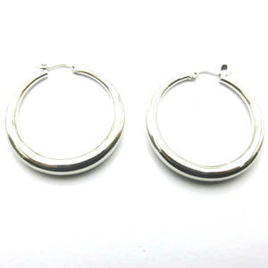 골드 실버 컬러 스테인레스 스틸 스레드 기하학적 미니멀리스트 스타일 여성 숙녀 대형 후프 귀걸이 - Product Image 4