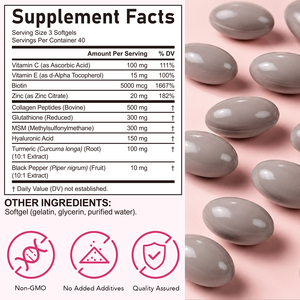 Migliori Capsule Softgel di <span class=keywords><strong>Vitamina</strong></span> <span class=keywords><strong>C</strong></span> e Glutatione per lo Sbiancamento della Pelle, <span class=keywords><strong>Integratori</strong></span> di Collagene Coreano e Glutatione per Donne - Product Image 2