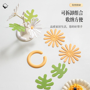 Daisy <b>Heat</b> Insulation Mat Flower Shape White And Yellow Anti Scalding Table <b>Coaster</b> For Kitchen Use - Product Image 2