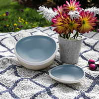 Bol en mélamine bleu blanc, nouveau design de noël, grand soucoupe à salade