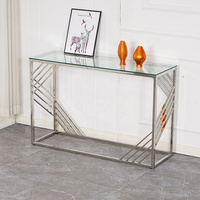 Meubles de salon de style européen moderne, plateau en verre et table de hall chromée, table de console