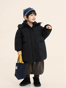 Veste d'hiver mi-longue pour garçons décontracté manteau chaud de canard blanc de style coréen avec fermeture à glissière motif solide vêtements pour enfants - Product Image 3