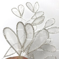 Personnaliser la couleur taille propre argent strass feuille goutte ornement 3D fil d'or applique pour les robes de mariée de bal