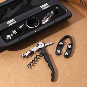 5-Piece High-End Cross-Border Creative Red Wine <b>Set</b> with 3-Piece Wine Bottle Stopper Opener for Business Promotional Gifts - Product Image 5