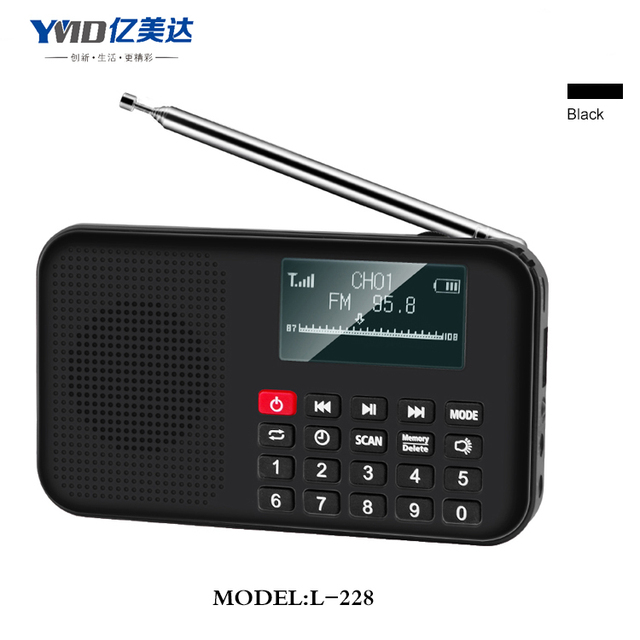 Portable Plastic Audio Radio with Digital Screen Built-In Speaker FM Radio Lithium Rechargeable Battery TF Card Support