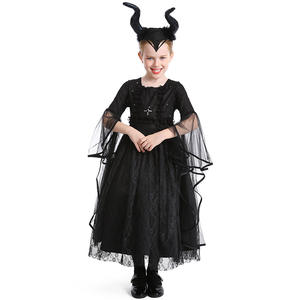 Disfraz de Halloween para niñas, vestido gótico de demonio con cuerno de buey, vestido negro de escenario de <span class=keywords><strong>bruja</strong></span> <span class=keywords><strong>pequeña</strong></span>, inspirado en películas y TV - Product Image 6