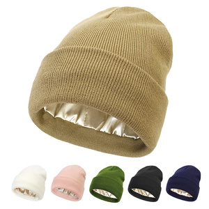 <span class=keywords><strong>Bonnet</strong></span> de sport de plein air d'hiver chaud <span class=keywords><strong>avec</strong></span> doublure en soie chaude Chapeau tricoté pour hommes et femmes Protéger les vrais <span class=keywords><strong>cheveux</strong></span> pour les scènes d'affaires de plage - Product Image 3