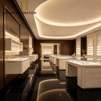 Vitrine de présentation de lunettes en bois, mobilier de showroom pour lunettes avec comptoir optique en verre trempé