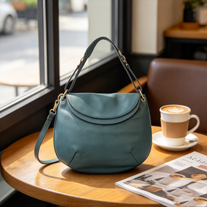 Sac à bandoulière en cuir véritable souple pour femme, sac à main à rabat avec sangle réglable et amovible - Product Image 1