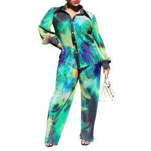 Nuevo Conjunto de Dos Piezas para Mujer, Pantalones Anchos de Pierna Larga con Estampado Plisado, Moda Explosiva - Product Image 2