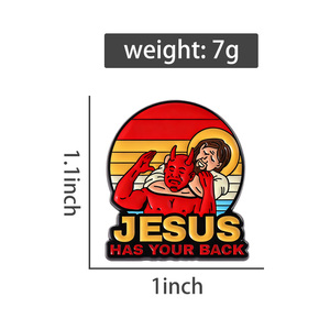 Chúa Giêsu Có Trở Lại của Bạn Men Pin Vui Phim Hoạt Hình Thiên Chúa Và Ma Quỷ Kim Loại Trâm Ve Áo Huy Hiệu Đồ Trang Sức Quà Tặng Bạn Bè Bán Buôn - Product Image 6