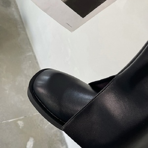 Bottines à la mode pour femme en cuir souple blanc uni, style pantalon, collection automne 2025 - Product Image 2