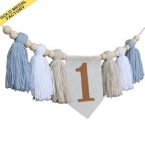 Décoration d'anniversaire pour <span class=keywords><strong>bébé</strong></span>, bannière à pompons bohème pour chaise haute, décoration de fête de 1er anniversaire pour <span class=keywords><strong>bébé</strong></span>, ensemble <span class=keywords><strong>cadeau</strong></span> pour garçons et filles - Product Image 1