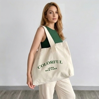 Sac fourre-tout en coton personnalisé réutilisable avec logo imprimé, fermeture éclair et bandoulière pour la gym, les voyages et l'usage quotidien