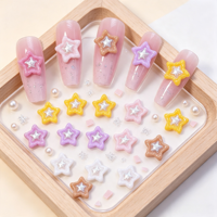 Charmes pour ongles en résine 3D en forme d'étoile, paillettes argentées, pentagramme, décorations pour ongles, couleur macaron, mini étoiles, ornements pour ongles pour manucure DIY