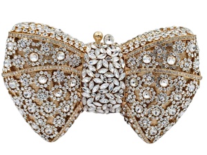 Sac de soirée vintage pour femme avec nœud floral et cristaux, pochette à strass étincelants, fermeture magnétique, chaîne détachable - Product Image 1