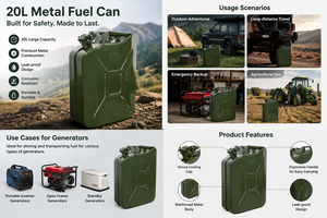 <span class=keywords><strong>Bidon</strong></span> métallique de 20 L de style américain, réservoir de carburant portable pour diesel et <span class=keywords><strong>essence</strong></span>, pour voiture, camion, canister d'urgence - Product Image 3