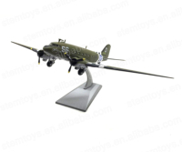 Kit de modèle d'avion DC3 en alliage moulé sous pression à l'échelle 1/100 unisexe C-47 jouet pour enfants avec roues pour jeu de chasse