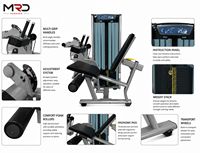 MRD-VS17 Machine Commerciale de Musculation des Jambes Assise (Extension et Flexion) Robuste pour Entraînement du Bas du Corps