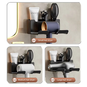 Étagère murale de salle de bain Organisateur de sèche-cheveux Support de rangement pour souffleur <span class=keywords><strong>et</strong></span> articles de toilette Sèche-cheveux Berceau <span class=keywords><strong>et</strong></span> étagère - Product Image 6