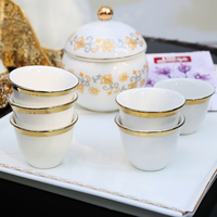Théière Dallah de luxe de 1000 ml, thermos, cafetière arabe pour hôtel, restaurant, avec six tasses en céramique