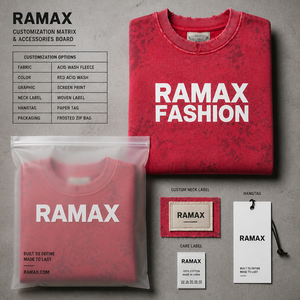 Sweat-shirt à col rond surdimensionné pour homme Ramax, 420GSM, en molleton lavé, imprimé lettres, pull-over, streetwear d'automne - Product Image 4