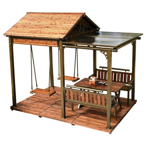 Conjunto de Muebles de Jardín Seven Celestial Being Pavilion con Cama Colgante, Columpios, Sillas, Mesa, Toldo, Gazebo y Pérgola - Product Image 5