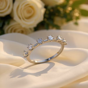 Anello classico con diamanti in oro bianco da donna, diamanti naturali taglio brillante rotondo, colore G, gioielli di fidanzamento, modello F1239 - Product Image 2