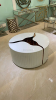 Europe luxe salon meubles style populaire en laiton fissure miroir verre table basse