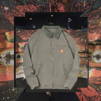 Blouson en jean unisexe Detroit J97 pour homme, style délavé, 100 % coton, coupe ample avec fermeture éclair, idéal pour l'automne