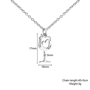 Nuove idee di prodotto alla moda <span class=keywords><strong>san</strong></span> <span class=keywords><strong>valentino</strong></span> regalo bottiglia di vino e calice a forma di acciaio inossidabile coppia collana con catena a maglie - Product Image 3