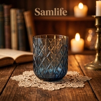 Samlife-DF26135 Verres à whisky basculeurs rétro en verre sodocalcique gaufré, gobelets à boire uniques gravés avec logo personnalisé pour hôtels et bars