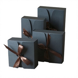 Wholesale Custom Kraft Small Scarf Packaging Box Embossing Black Matte Finish Ribbon Accessories for <b>Candle</b> Wallet <b>Gifts</b> - Product Image 3