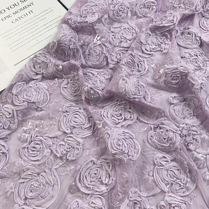 Tela de Encaje Nigeriana de Lujo, Elegante, con Flores Bordadas, Transpirable y Ligera, para Vestido Aso Ebi - Product Image 2