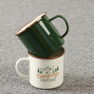 Tazza in Smalto con Logo Personalizzato, Bordo Argentato, Isolamento Termico 0-6 Ore, Tazza Portatile in Metallo per Bere, Resistente per Campeggio e Viaggi, per Caffè e Acqua - Product Image 2