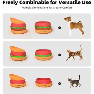 Tazón para perros con forma de hamburguesa, 6.1 pulgadas, apilable, para gatos y perros pequeños, almacenamiento de comida, tazón de viaje para alimentar. - Product Image 5