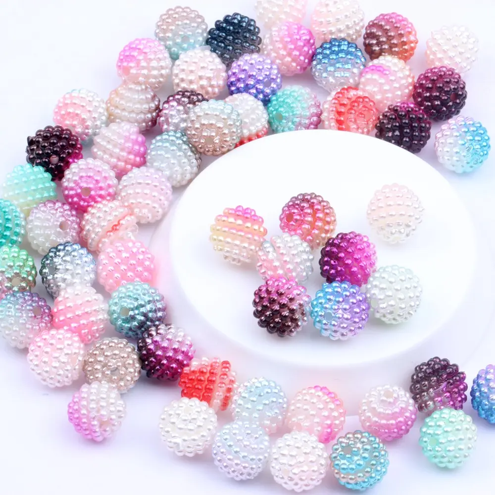 Contas coloridas de pérola ABS bayberry 10mm 12mm 14mm contas de bola dupla cor para brincos DIY feitos à mão pulseiras e joias