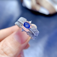 Natural Sapphire Stackable Two Ways Wearing Ring 925 Sterling Silver Hypoallergenic Engagement Party Gift Factory Wholesale
