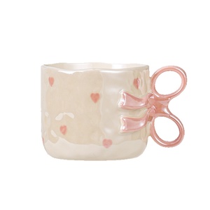 Mug en céramique moderne de qualité supérieure avec nœud papillon, résistant aux hautes températures, compatible micro-ondes, mug à café élégant, glaçure nacrée, parfait - Product Image 5