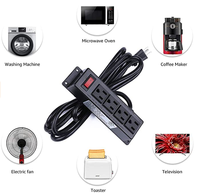 Multiprise encastrable murale 4 prises 110V avec câble d'extension de 1,5m et interrupteur lumineux pour bureau à domicile et utilisation sous le bureau