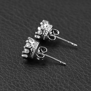 18K Gold Plated Crown Halo Moissanite <b>Stud</b> <b>Earrings</b> 2CT 6.5MM D VVS1 Women's Bridal <b>Earrings</b> Wholesale Custom - Product Image 3