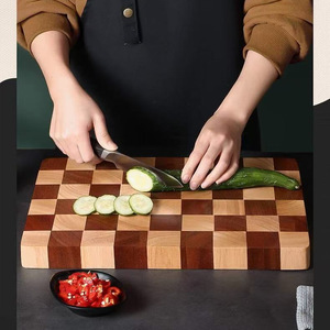 Planche à découper en bois de Cacia à carreaux, planche à découper réversible en bois, planche à découper épaisse pour la viande et les légumes - Product Image 4