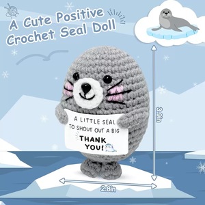 ตุ๊กตาถักโครเชต์รูปสัตว์น่ารักสำหรับเดสก์ท็อปเครื่องประดับแบบแฮนด์เมดรูปเป็ดเต่าหนูแฮมสเตอร์ประทับตราพร้อมการ์ดให้กำลังใจ - Product Image 5