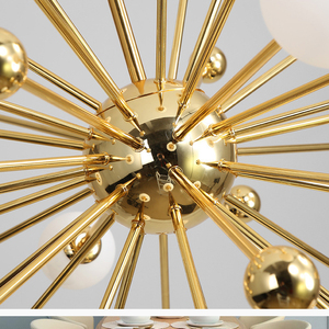 <span class=keywords><strong>Lampadario</strong></span> Nordico Moderno in Ottone e Vetro <span class=keywords><strong>con</strong></span> Finitura Dorata, LED ad Alta Luminosità 3000K Luce Calda per Camera da Letto e Soggiorno - Product Image 2