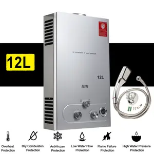 12L 3.2GPM Display digitale LED grigio 24KW acciaio inossidabile montato a parete Tankless gpl Gas propano liquido scaldabagno